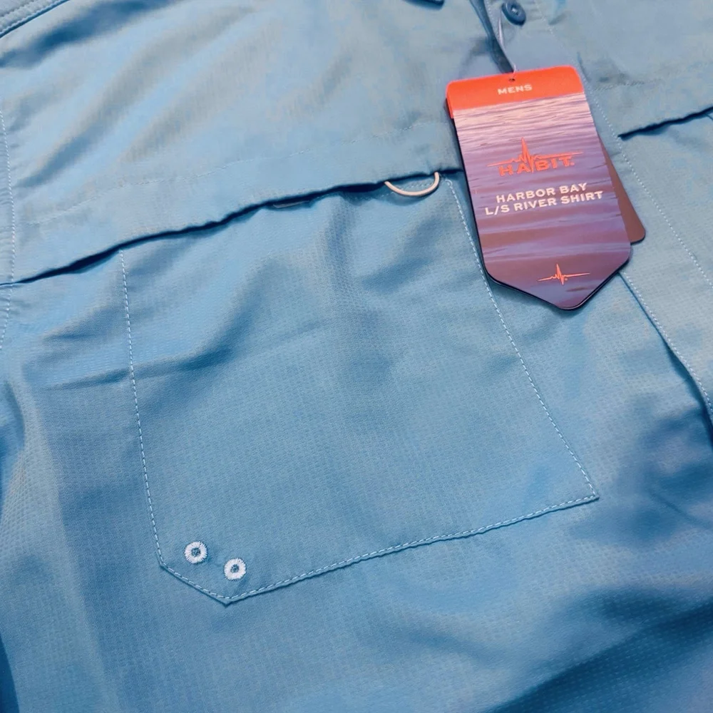NWT Habit Mens Vented Quick Dry Shirt Size:3XL UPF 40+ Cooling Wicking Blue - Picture 4 of 11